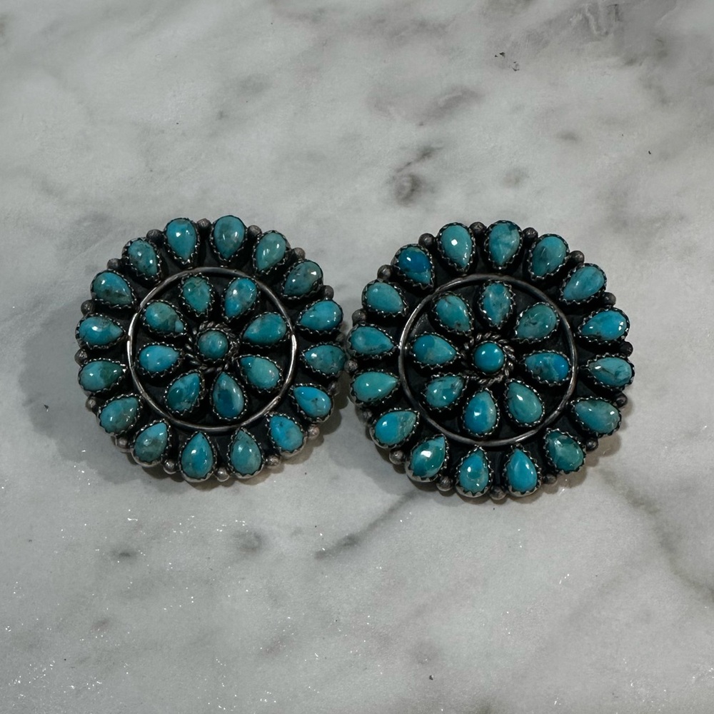Kingman Turquoise cluster earrings
